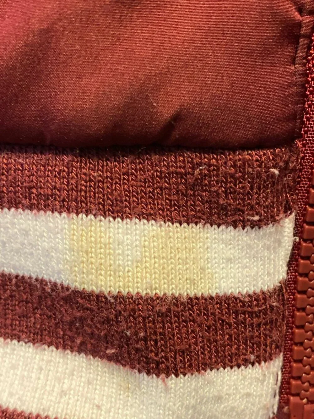Quilted Bomber Jacket With Striped Ribbed Cuffs